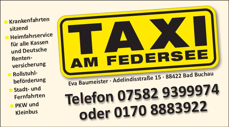 Taxi am Federsee 1 taxi am federsee badbuchau werbegemeinschaft wgb